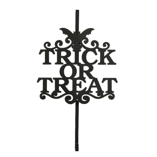 Outlet National Tree Company Halloween Metal Wreath Hanger, Black, 'Trick Or Treat', 19 Inches