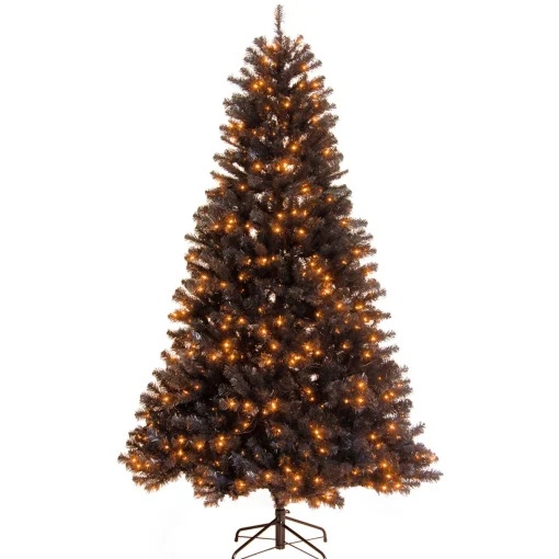 Sale National Tree Company Halloween North Valley Black Spruce Tree With Orange Lights, 6.5 Feet