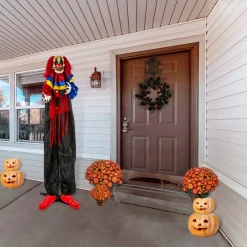 Cheap National Tree Company Halloween Pre Lit Animated Creepy Clown, Red, Sound Activated, Led Lights, Battery Operated, 63 Inches