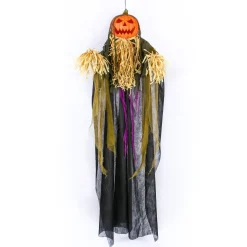 Clearance National Tree Company Halloween Pre Lit Animated Hanging Scarecrow, Black, Sound Activated, Led Lights, Battery Operated, 6 Feet