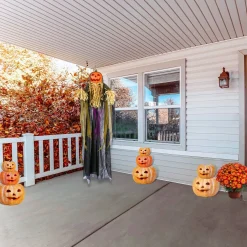 Clearance National Tree Company Halloween Pre Lit Animated Hanging Scarecrow, Black, Sound Activated, Led Lights, Battery Operated, 6 Feet