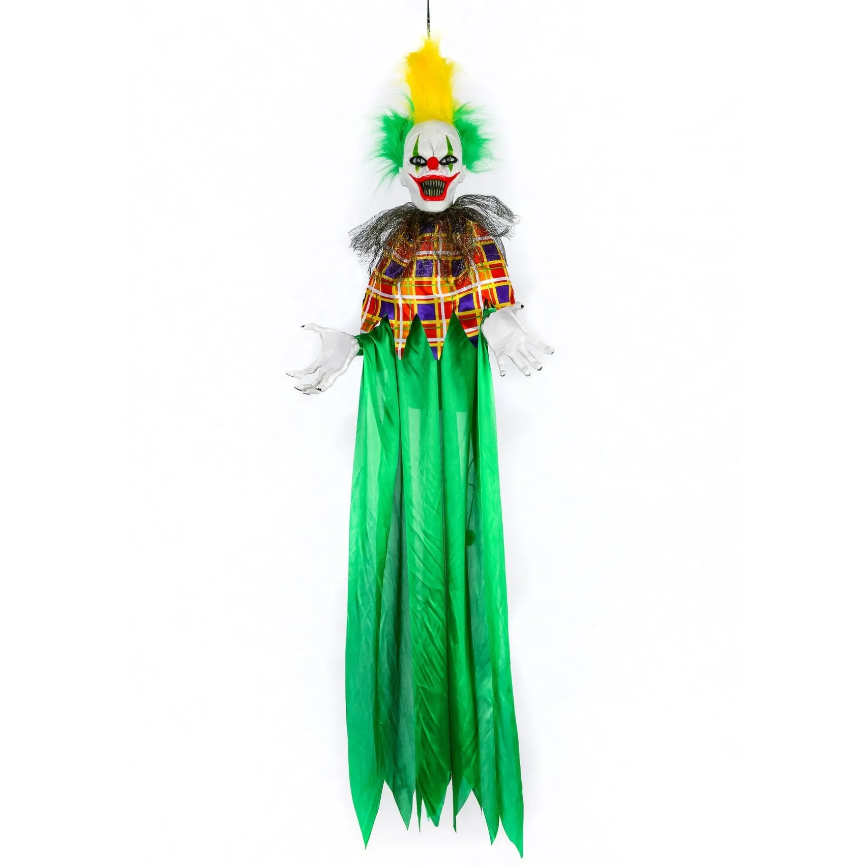 New National Tree Company Halloween Pre Lit Animated Scary Hanging Clown, Green, Sound Activated, Led Lights, Battery Operated, 39 Inches