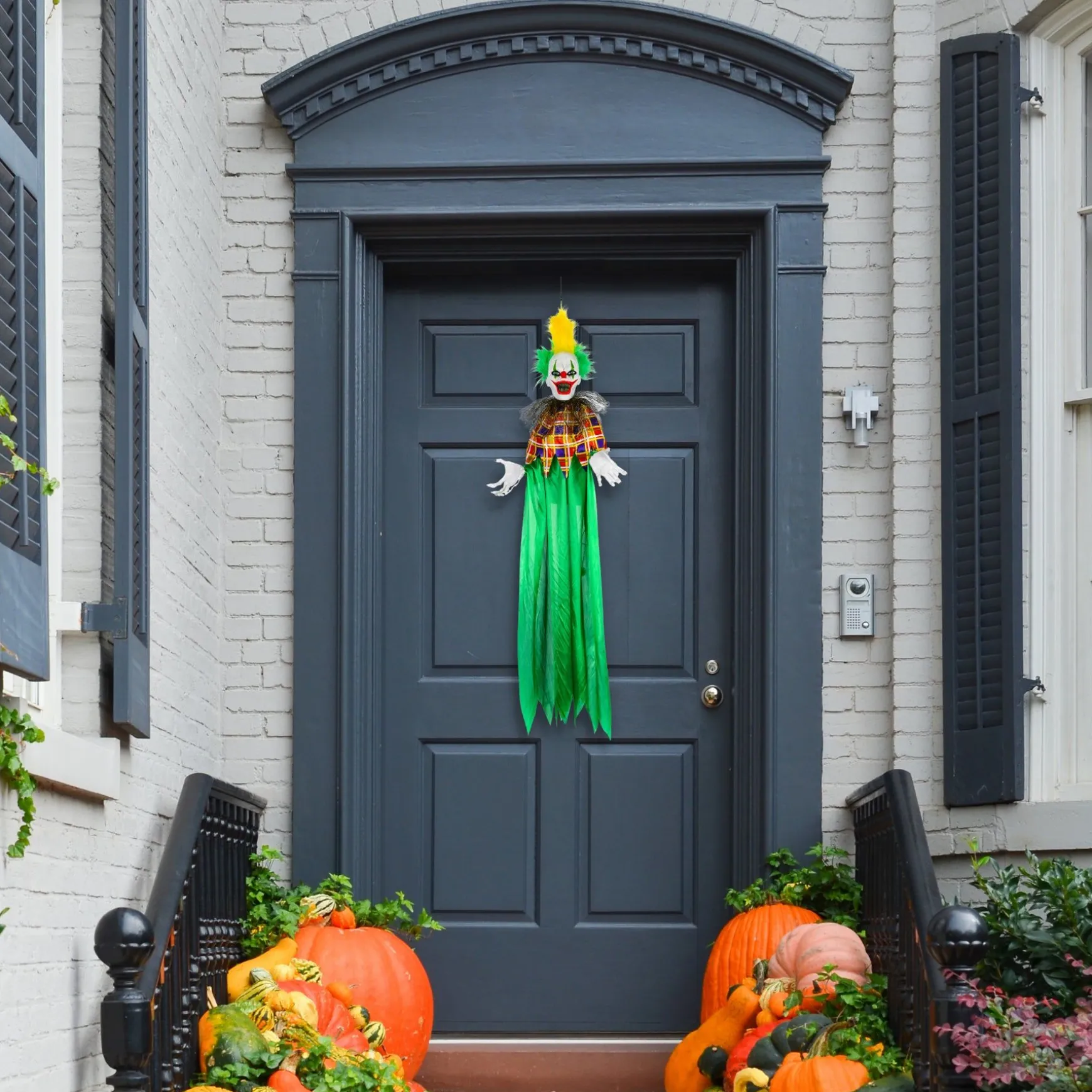 New National Tree Company Halloween Pre Lit Animated Scary Hanging Clown, Green, Sound Activated, Led Lights, Battery Operated, 39 Inches