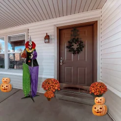Outlet National Tree Company Halloween Pre Lit Animated Spooky Clown, Purple, Sound Activated, Led Lights, Battery Operated, 67 Inches