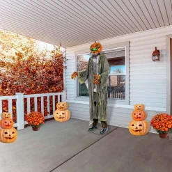 Shop National Tree Company Halloween Pre Lit Animated Pumpkin Zombie, Black, Sound Activated, Led Lights, Plug In, 78 Inches