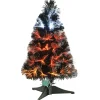 Cheap National Tree Company Halloween Pre Lit Artificial Tree Decoration, Black, Fiber Optic, Candy Corn Colored Lights, 3 Feet