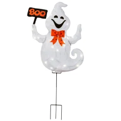 Fashion National Tree Company Halloween Pre Lit Lawn Decoration, White, Boo Ghost, Led Lights, Battery Operated, 31 Inches
