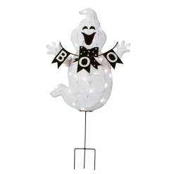 Fashion National Tree Company Halloween Pre Lit Lawn Decoration, White, Boo Ghost, Led Lights, Plug In, 32 Inches
