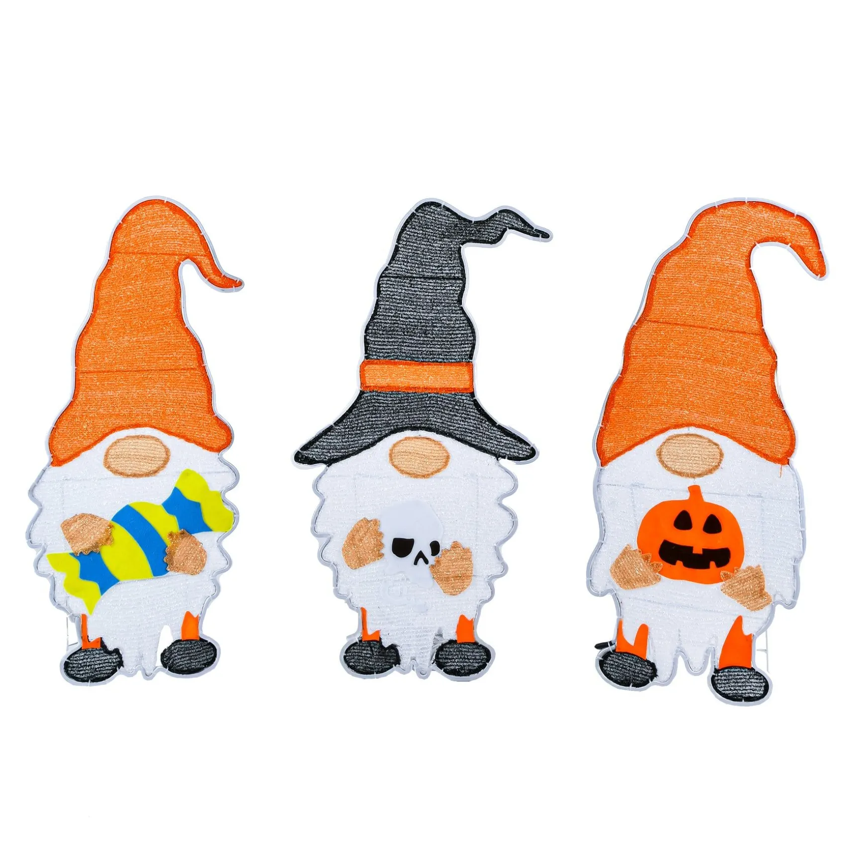 Store National Tree Company Halloween Pre Lit Lawn Decoration, Orange, Gnome Trio, Led Lights, Includes Garden Stakes, 30 Inches