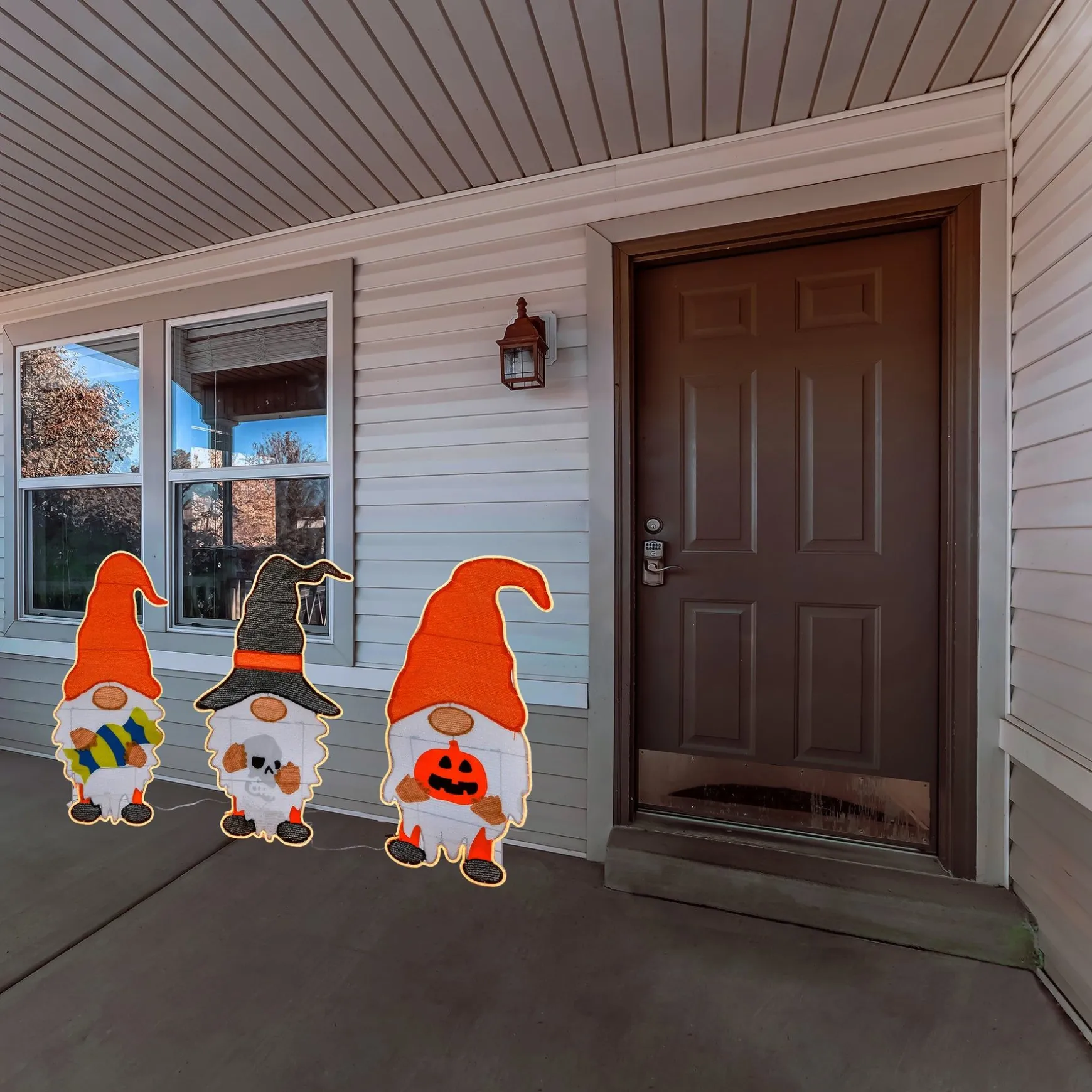 Store National Tree Company Halloween Pre Lit Lawn Decoration, Orange, Gnome Trio, Led Lights, Includes Garden Stakes, 30 Inches