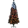 Fashion National Tree Company Halloween Pre-Lit Artificial Halloween Tree, Black, Fiber Optic, Candy Corn Led Lights, Includes Stand, 6 Feet