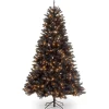 Outlet National Tree Company Halloween Pre-Lit Artificial Full Christmas Tree, Black, North Valley Spruce, White Lights, Includes Stand, 6.5 Feet
