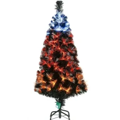 Sale National Tree Company Halloween Pre-Lit Artificial Halloween Tree, Black, Fiber Optic, Candy Corn Led Lights, Includes Stand, 4 Feet