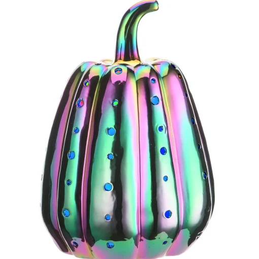 Cheap National Tree Company Halloween Pre-Lit Iridescent Pumpkin Decoration, Led Lights, 14 Inches