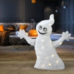 Fashion National Tree Company Halloween Pre-Lit White Ghost Outdoor Decoration, Led Lights, 18 Inches
