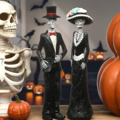 Discount National Tree Company Halloween Skeleton Couple In Formal Attire Decoration, 13 Inches