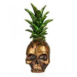 Discount National Tree Company Halloween Tabletop Decoration, Gold, Pineapple Skull, 14 Inches