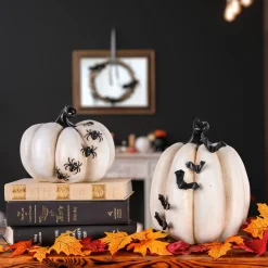 Sale National Tree Company Halloween Tabletop Decoration, White, Crawling Spiders Pumpkin, 6 Inches