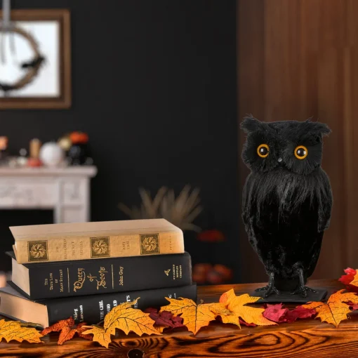 Best Sale National Tree Company Halloween Tabletop Decoration, Black, Lifelike Owl, 11 Inches