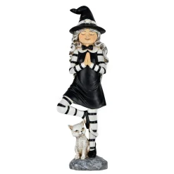 Fashion National Tree Company Halloween Tabletop Decoration, Black,Witch In A Yoga Pose, 9 Inches