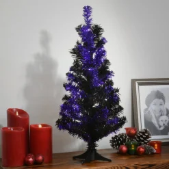 Clearance National Tree Company Halloween Tinsel Tree, Black, Purple, 24 In