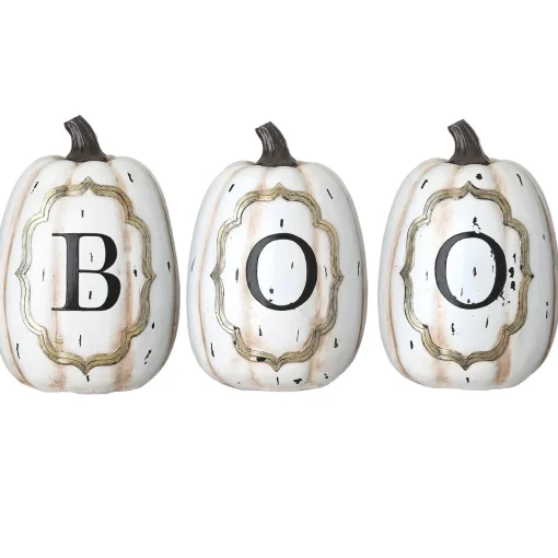 Outlet National Tree Company Halloween White Pumpkin Boo Sign Decoration, 13 Inches