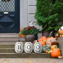 Outlet National Tree Company Halloween White Pumpkin Boo Sign Decoration, 13 Inches