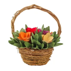 New National Tree Company Handcrafted Multicolor 10" Floral Basket