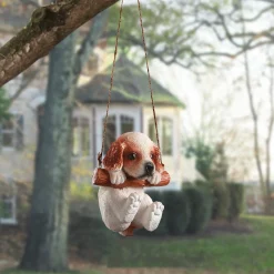 Flash Sale National Tree Company Hanging Wall Decoration, King Charles Cavalier Puppy On Wooden Branch, Includes Hanging Loop, Spring Collection, 5 Inches