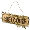 Fashion National Tree Company Hanging Welcome Sign, Lightweight Wooden Construction, Decorated With Leafy Vine Trim, Includes Hanging Loop, Spring Collection, 21 Inches