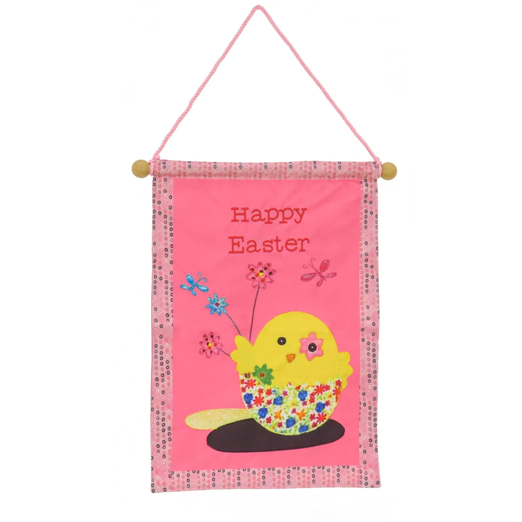 Sale National Tree Company Happy Easter Hanging Banner Decoration, Pink, Easter Collection, 18 Inches