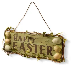 Online National Tree Company Happy Easter' Hanging Wall Sign, Decorated With Pastel Eggs, Easter Collection, 21 Inches