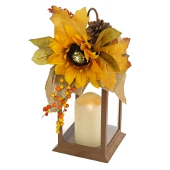 Cheap National Tree Company 14"Harvest Harvest Lantern With Sunflower, Mixed Leaves, Pinecone, & Bow
