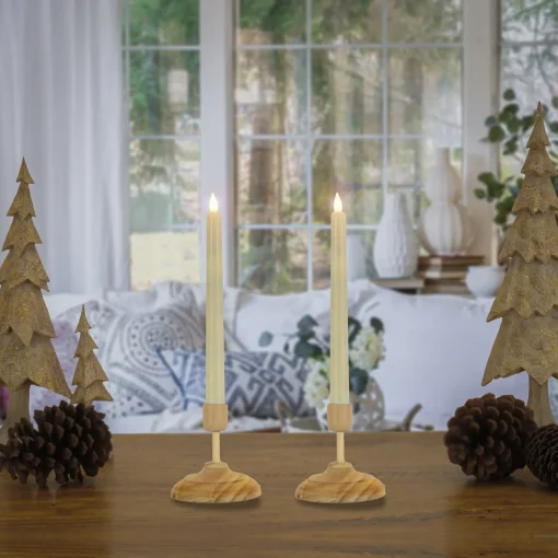 Best Sale National Tree Company Hgtv Home Collection Flameless Heritage Candle Pair, Natural Base
