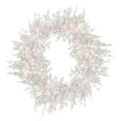 Store National Tree Company Hgtv Home Collection Pre-Lit Christmas By The Sea Coral Artificial Wreath Pre-Strung With Warm White Led Lights , Plug In With Timer, Hgtv Home Collection, Coral, 30In