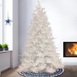 Shop National Tree Company Hgtv Home Collection Pre-Lit Christmas By The Sea Coral Artificial Tree With Artificial Tree Stand Pre-Strung With Warm White Led Lights , Plug In, Hgtv Home Collection, Coral, 9Ft