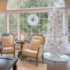 Shop National Tree Company Hgtv Home Collection Pre-Lit Christmas By The Sea Coral Artificial Tree With Artificial Tree Stand Pre-Strung With Warm White Led Lights , Plug In, Hgtv Home Collection, Coral, 9Ft