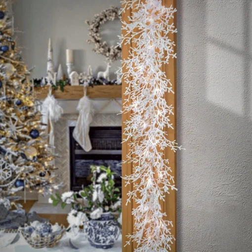 Best Sale National Tree Company Hgtv Home Collection Pre-Lit Christmas By The Sea Coral Artificial Garland Pre-Strung With Warm White Led Lights , Plug In With Timer, Hgtv Home Collection, Coral, 9Ft