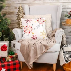 Cheap National Tree Company Hgtv Home Collection Velvet Snowflake Embroidery Pillow With Polyfill, White, 18 In