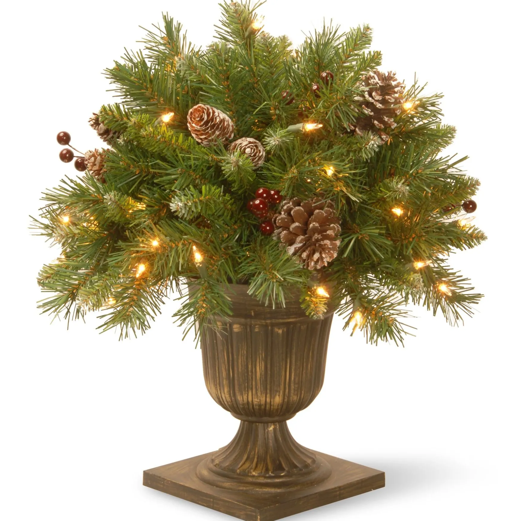 Fashion National Tree Company 18In Frosted Berry Porch Bush With Clear Lights
