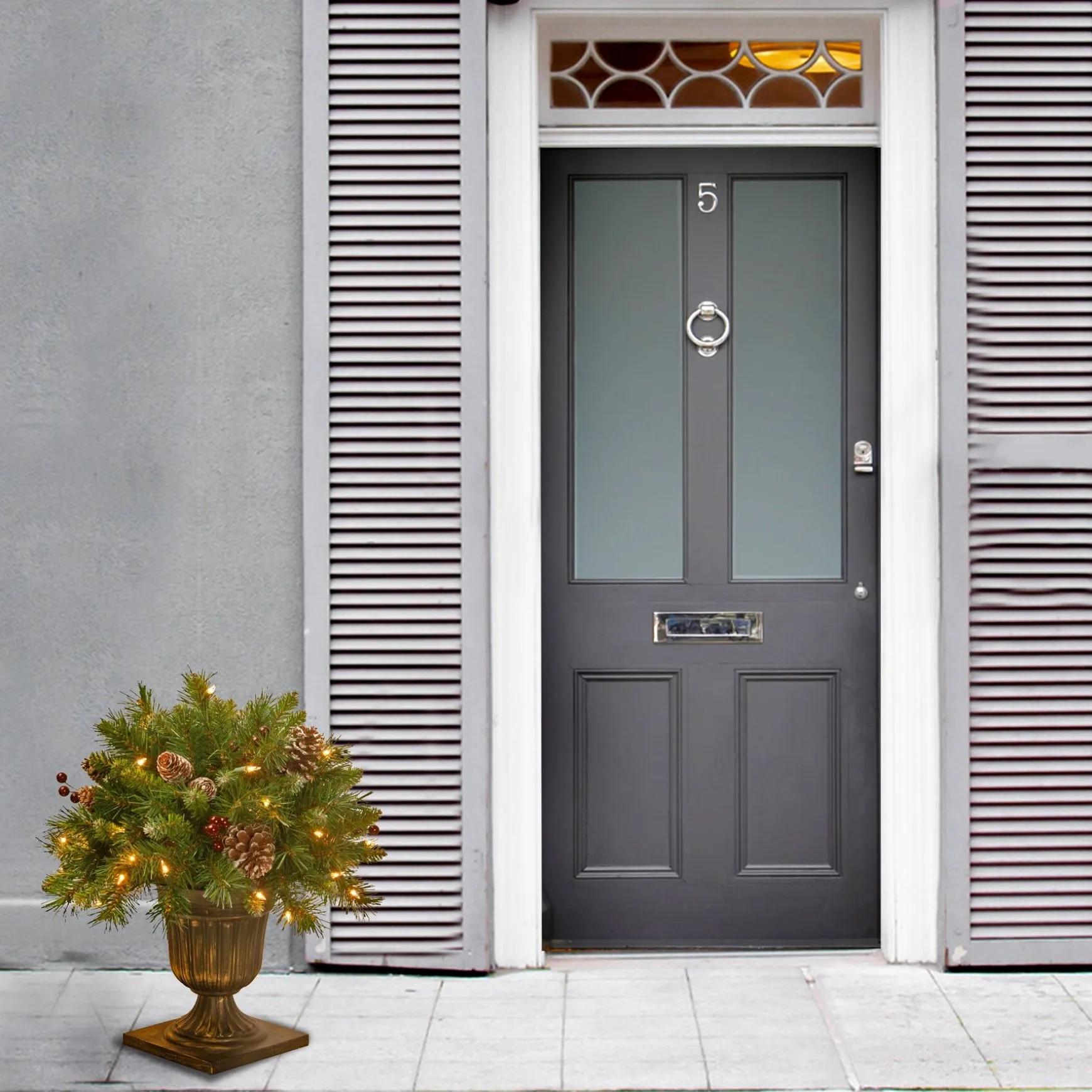 Fashion National Tree Company 18In Frosted Berry Porch Bush With Clear Lights