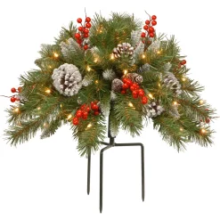 Store National Tree Company 18In. Frosted Berry Urn Filler With Battery Operated Warm White Led Lights