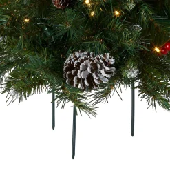 Store National Tree Company 18In. Frosted Berry Urn Filler With Battery Operated Warm White Led Lights