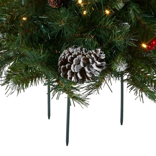 Store National Tree Company 18In. Frosted Berry Urn Filler With Battery Operated Warm White Led Lights