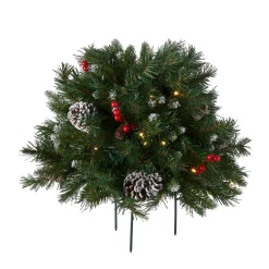 Store National Tree Company 18In. Frosted Berry Urn Filler With Battery Operated Warm White Led Lights