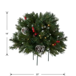 Store National Tree Company 18In. Frosted Berry Urn Filler With Battery Operated Warm White Led Lights