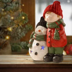 Outlet National Tree Company 15In. Lighted Boy & Snowman Decor