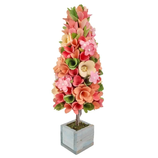 New National Tree Company 19In Pastel Colors Spring Floral Cone Tree