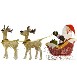 Best Sale National Tree Company 34In. Santa And Reindeer With Clear Lights