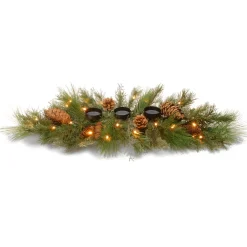Clearance National Tree Company 30In. White Pine Candle Holder Centerpiece With Battery Operated Warm White Led Lights